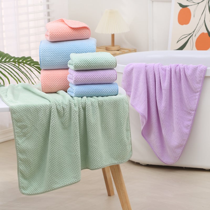 New Coral Fleece Soft Absorbent Towel Bath Towel Two-Piece Pineapple Face Towel Gift Towel - Image 5
